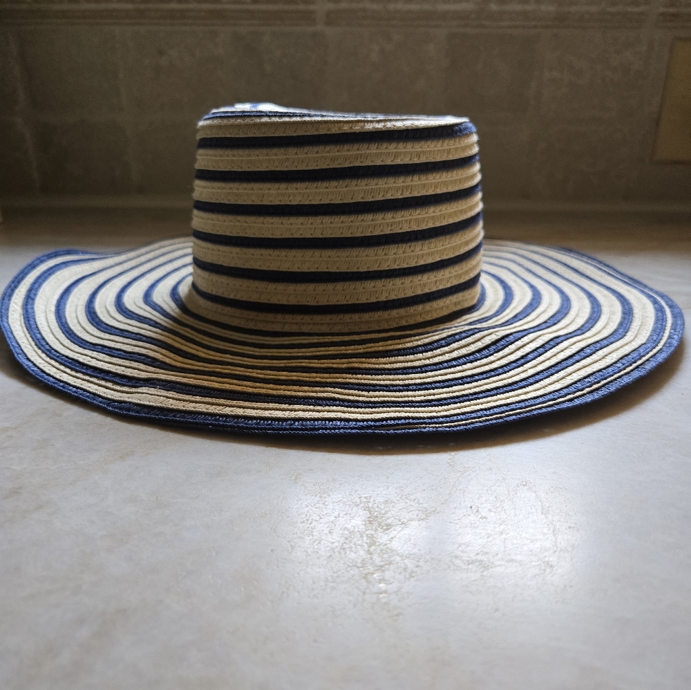 Janie and Jack Navy and Cream Sun Hat